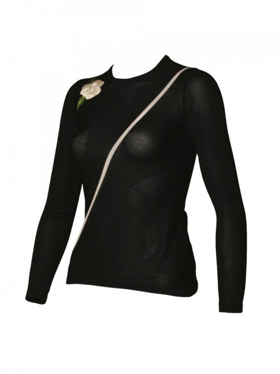 1970's Valentino Boutique Black Knit Embellished Sweater