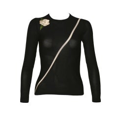 1970's Valentino Boutique Black Knit Embellished Sweater