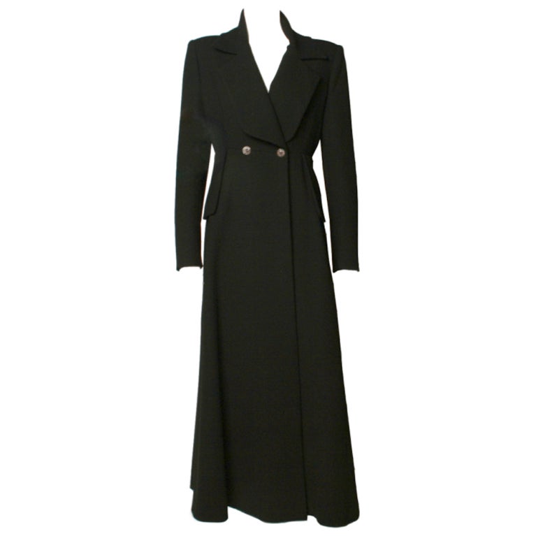 Fendi Double-Breasted Black Wool Coat For Sale