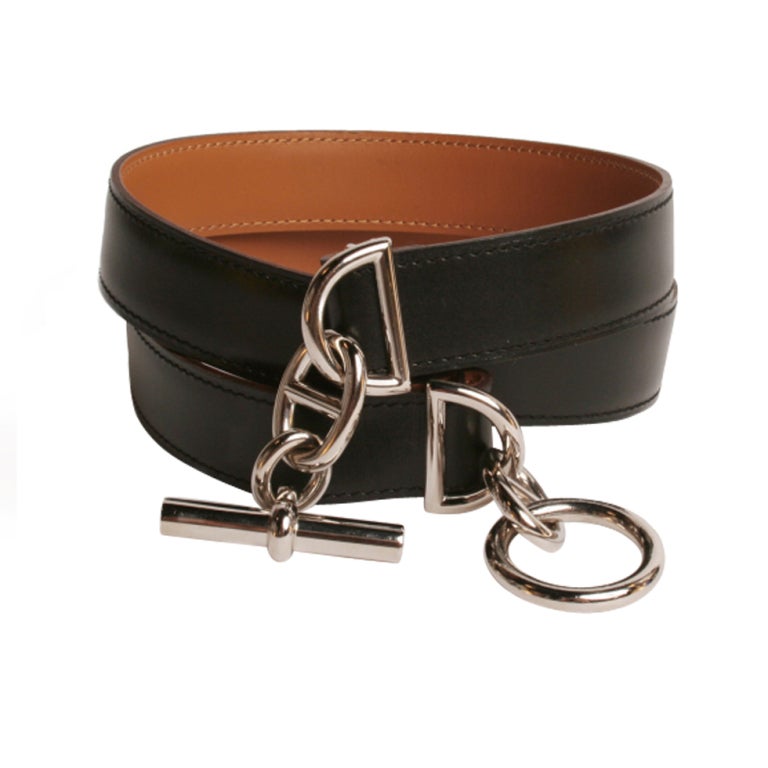 Hermes Black Leather Belt at 1stdibs