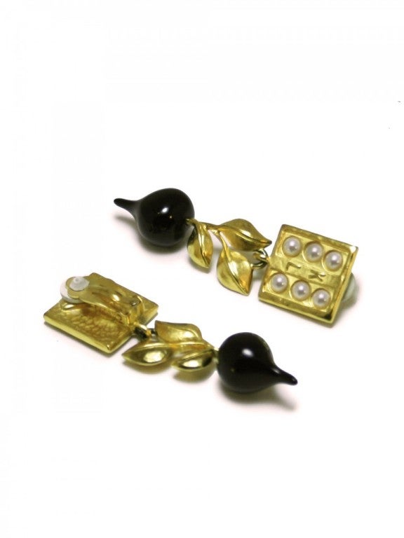 1980's Karl Lagerfeld Radish Clip-On Earrings