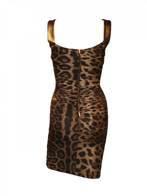 Women's Dolce & Gabbana Gold Leopard Dress For Sale