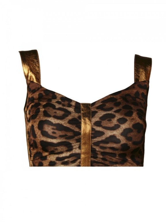 Dolce & Gabbana Gold Leopard Dress For Sale 1