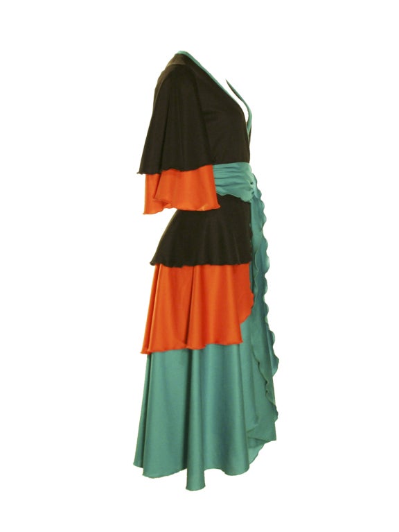 1970's Giorgio di Sant'angelo Tiered Wrap Dress