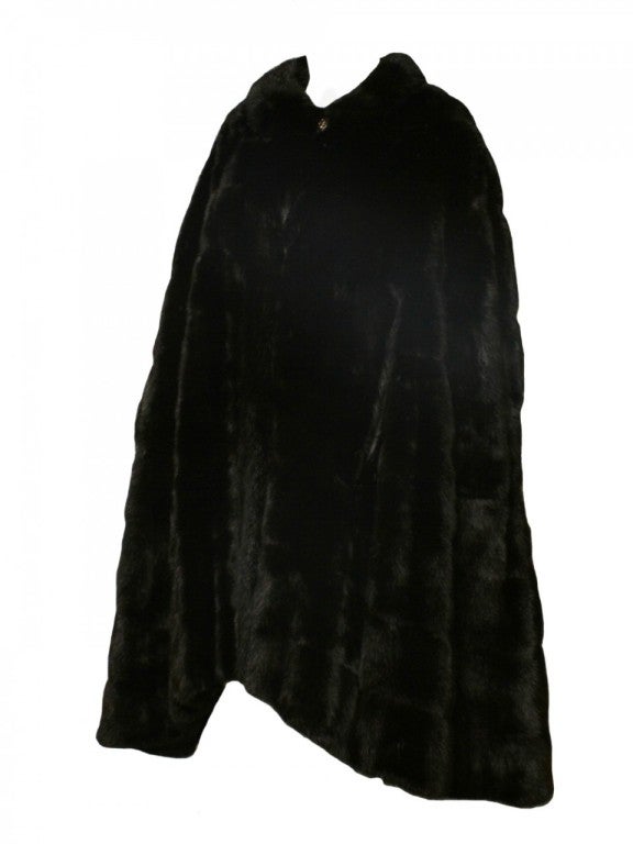 1960's Black Mink Cape For Sale at 1stDibs