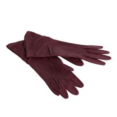 Alaia Burgandy Perforated Leather Gloves
