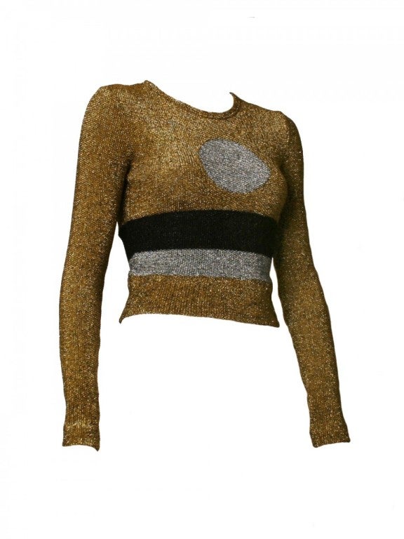As rare as it is beautiful, this Rudi Gernreich sweater will have you wanting to be anything but topless. Known for his scandalous bathingsuits, Gernreich took a step away from his norm and made us this- and we love it!! Made of 57% wool and 43%