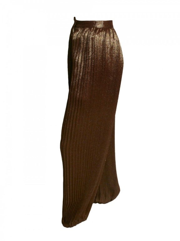 1970's Krizia Pleated Bronze Harem Pants