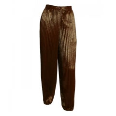 Vintage 1970's Krizia Pleated Bronze Harem Pants