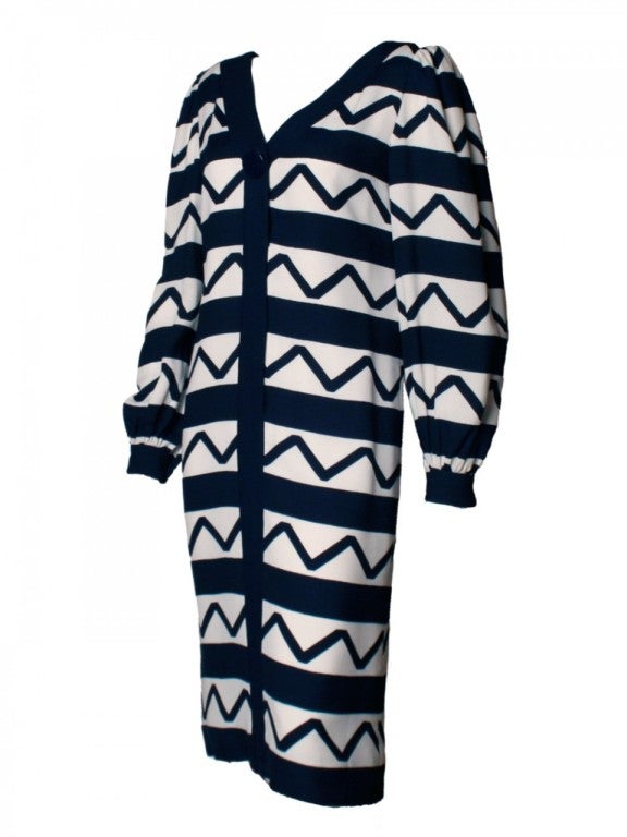 1980's Pauline Trigere Zig-Zag Dress