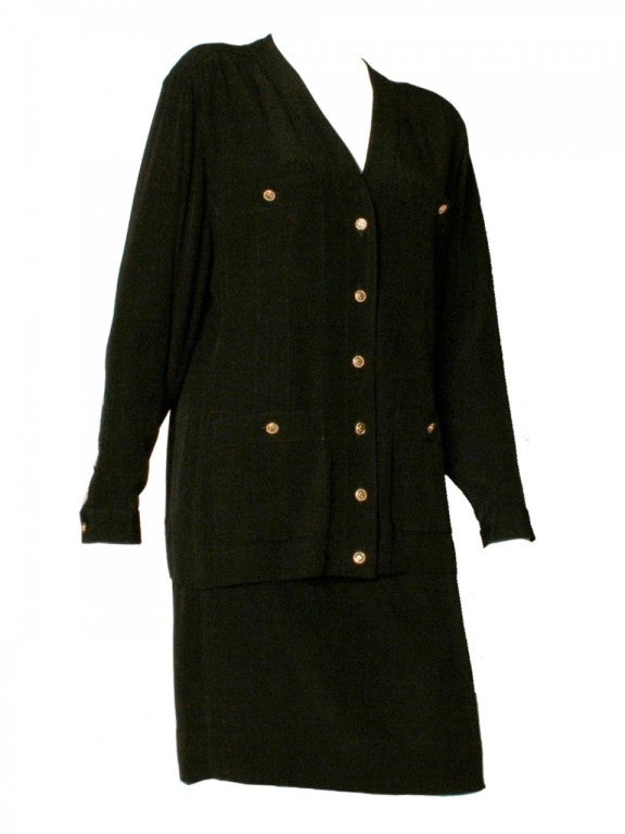 Chanel Black Silk Suit Set