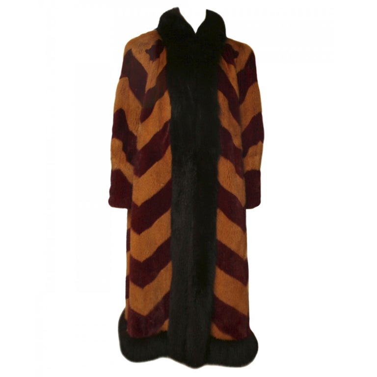 1970's Revillon Fox & Mink Fur Coat For Sale