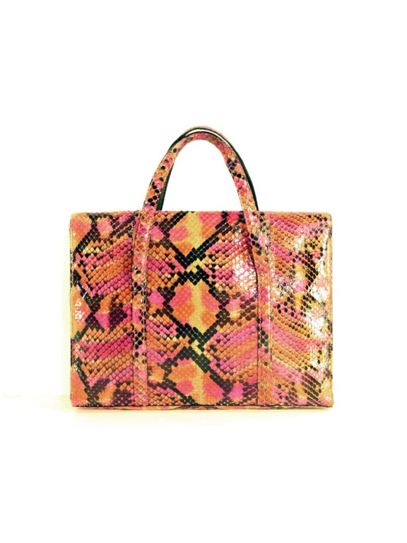 Women's Chanel Neon Python Handbag For Sale