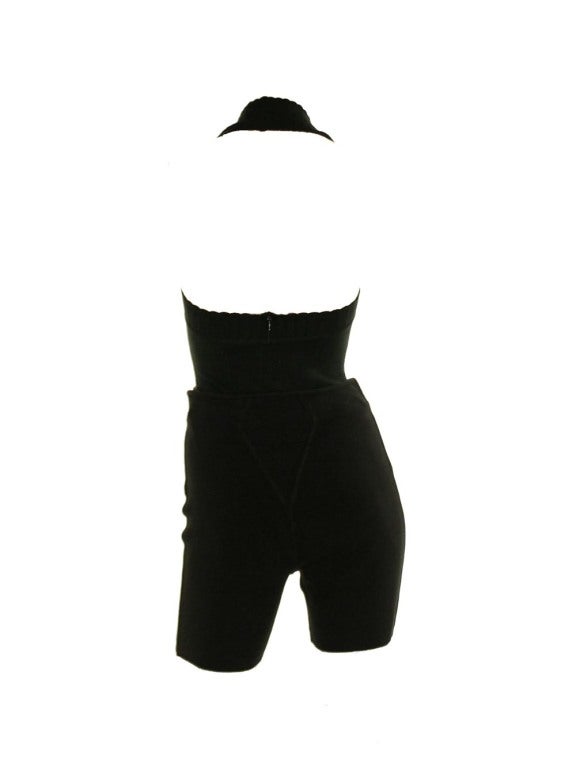 Women's Alaia Black Bodysuit Tank and Shorts Set For Sale