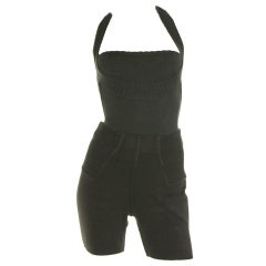 Vintage Alaia Black Bodysuit Tank and Shorts Set