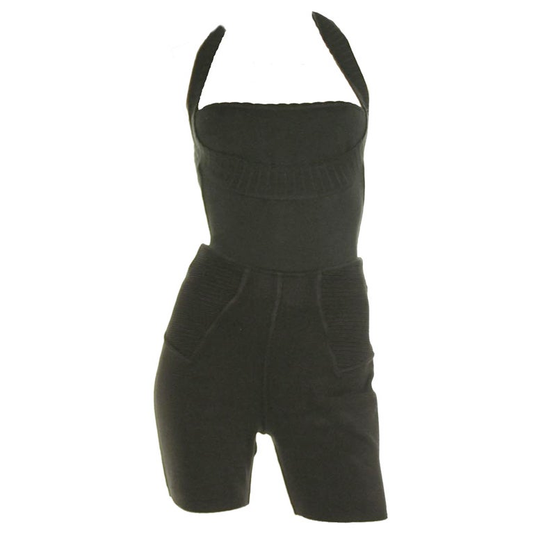 Alaia Black Bodysuit Tank and Shorts Set For Sale