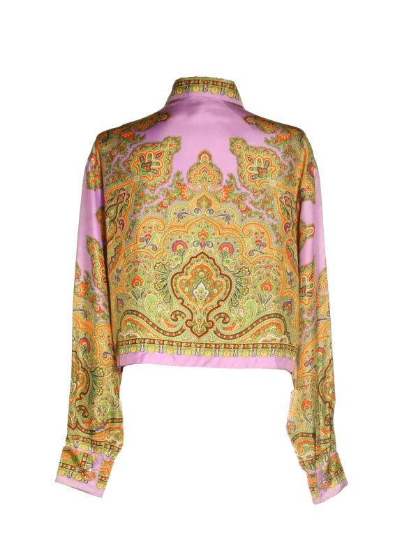 Women's 1990's Gianni Versace Paisley Cropped Blouse For Sale
