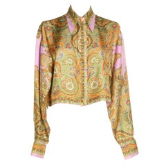 Vintage 1990's Gianni Versace Paisley Cropped Blouse