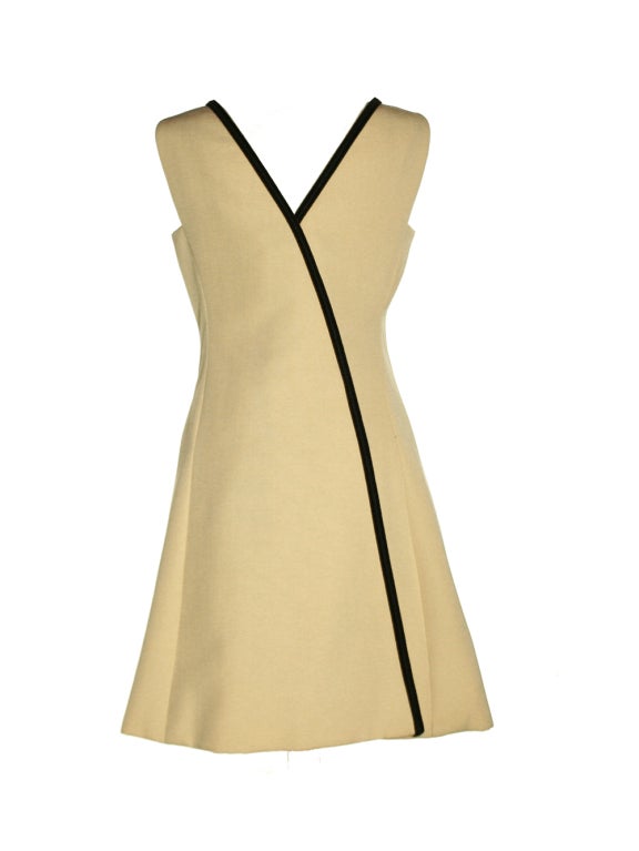 Women's 1960's Galanos Cream Wrap Style Dress For Sale