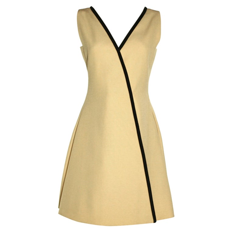 1960's Galanos Cream Wrap Style Dress For Sale