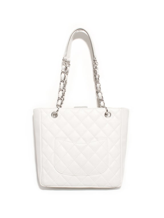 Chanel White Caviar Quilted Tote Bag For Sale 1