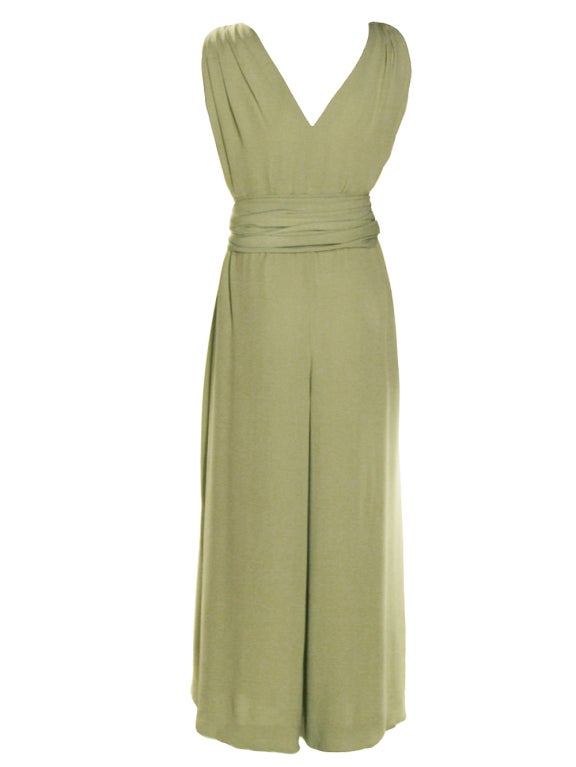 Women's 1970's Galanos Jumpsuit with Belt For Sale
