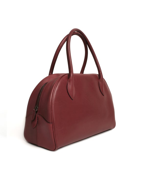 Alaia Burgundy Bowler Handbag