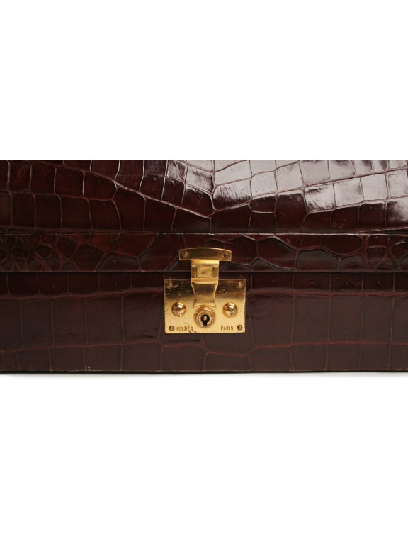 1950's Hermes Brown Crocodile Bag 2