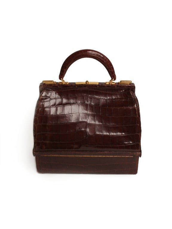 Women's 1950's Hermes Brown Crocodile Bag