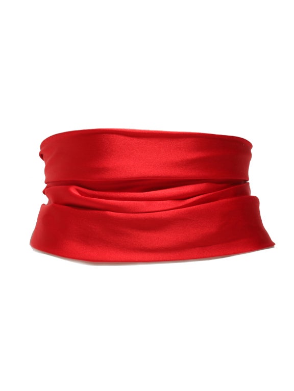 Chanel Red Satin Sash For Sale 1
