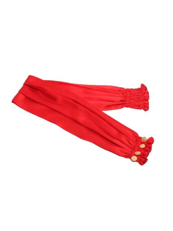 Chanel Red Satin Sash For Sale 2