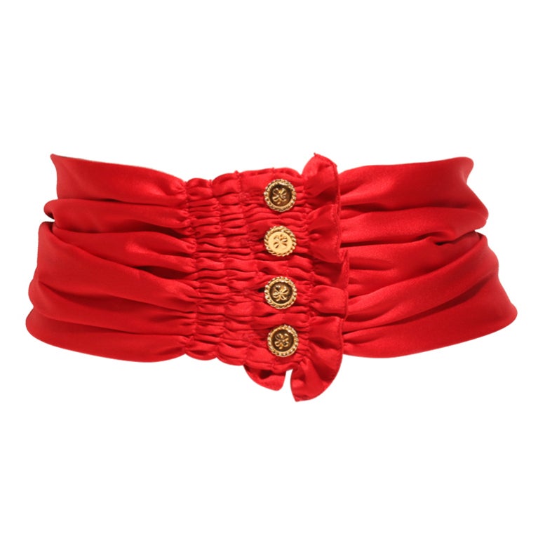 Chanel Red Satin Sash For Sale