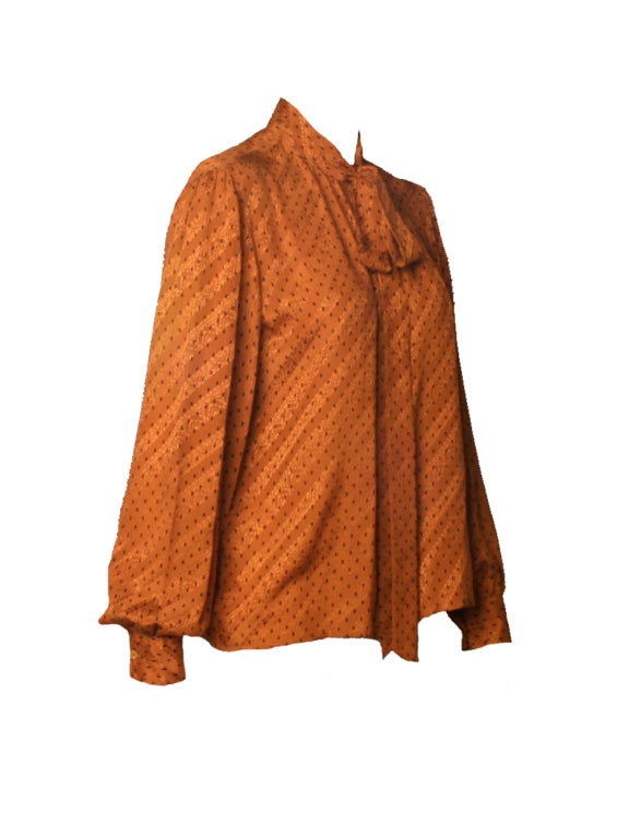 1980's Yves Saint Laurent Silk Jacquard Blouse