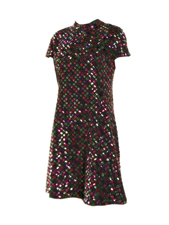 1960's Scaasi Multicolor Paillette Dress