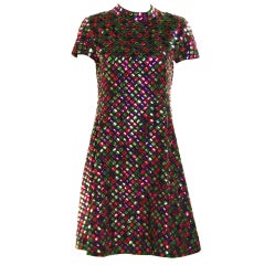 1960's Scaasi Multicolor Paillette Dress