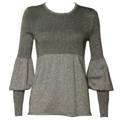 Chanel Silver Lurex Ribbed Sweater