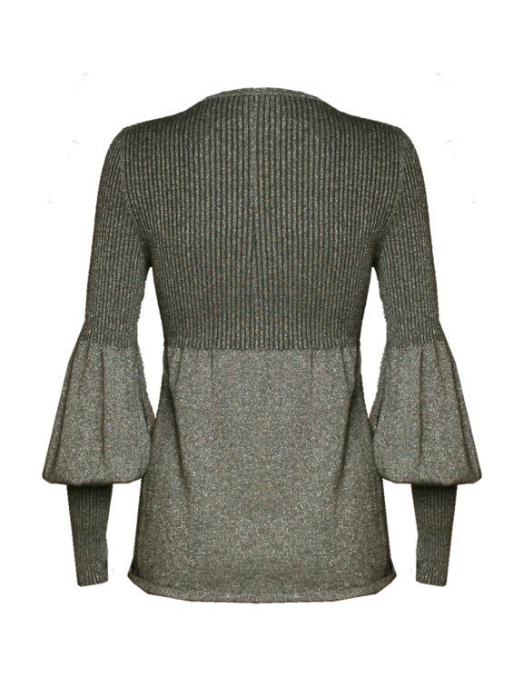 Women's Chanel Silver Lurex Ribbed Sweater For Sale
