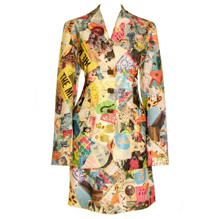 1990's Todd Oldham Graffiti Skirt Suit For Sale