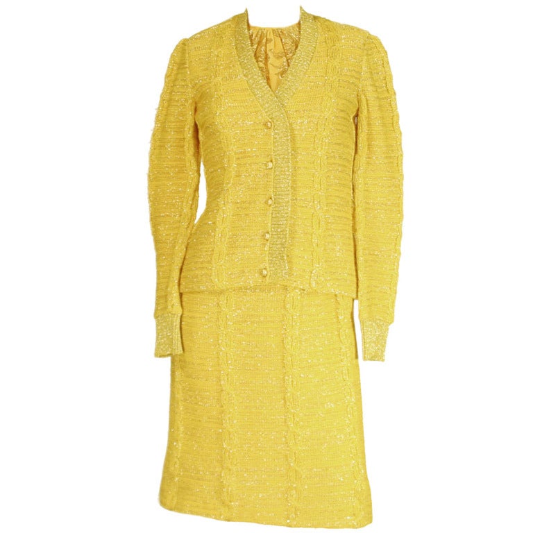 1960's Oscar de la Renta Sweater Dress and Cardigan For Sale