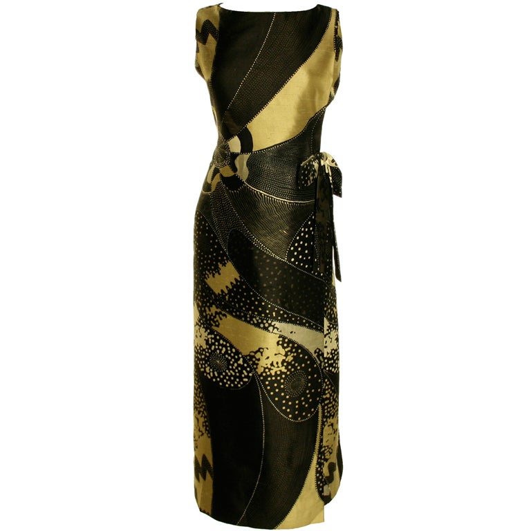 1960s Princess Galitzine Raw Silk Dress For Sale
