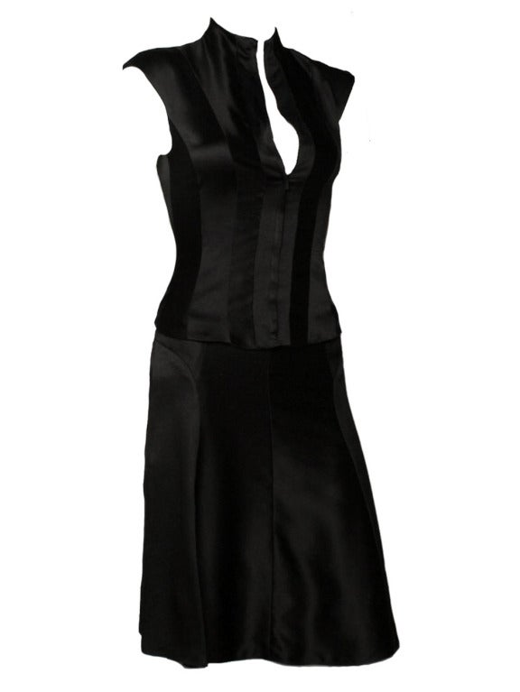 1990's Calvin Klein Black Silk Set