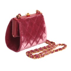 Chanel Quilted Velvet Shoulder Bag