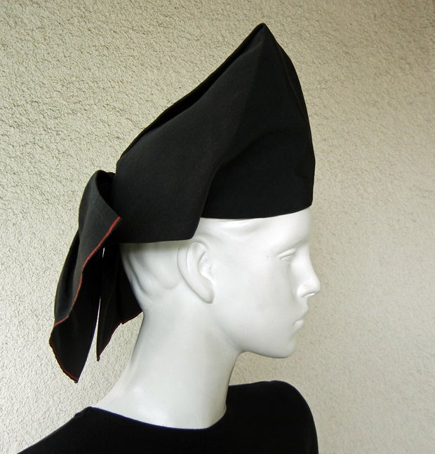 Women's ADRIAN BLACK FAILLE TOQUE HAT WITH BACK BOW For Sale
