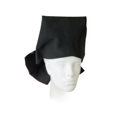 ADRIAN BLACK FAILLE TOQUE HAT WITH BACK BOW