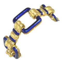 1960's Blue Enamel Gold Bracelet
