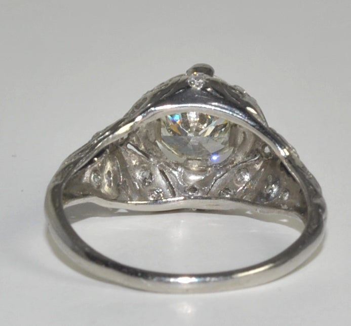 Art Deco Ring with an Old European Cut 1.69 carat Diamond For Sale 2