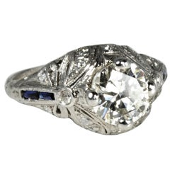 Art Deco Ring with an Old European Cut 1.69 carat Diamond