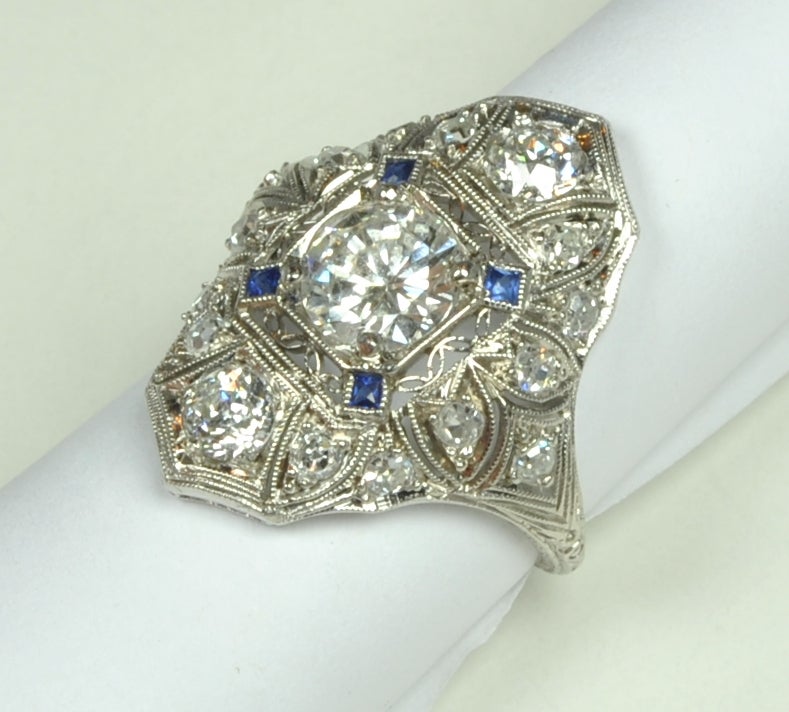 Art Deco 1920's Diamond ''Dinner'' Ring For Sale