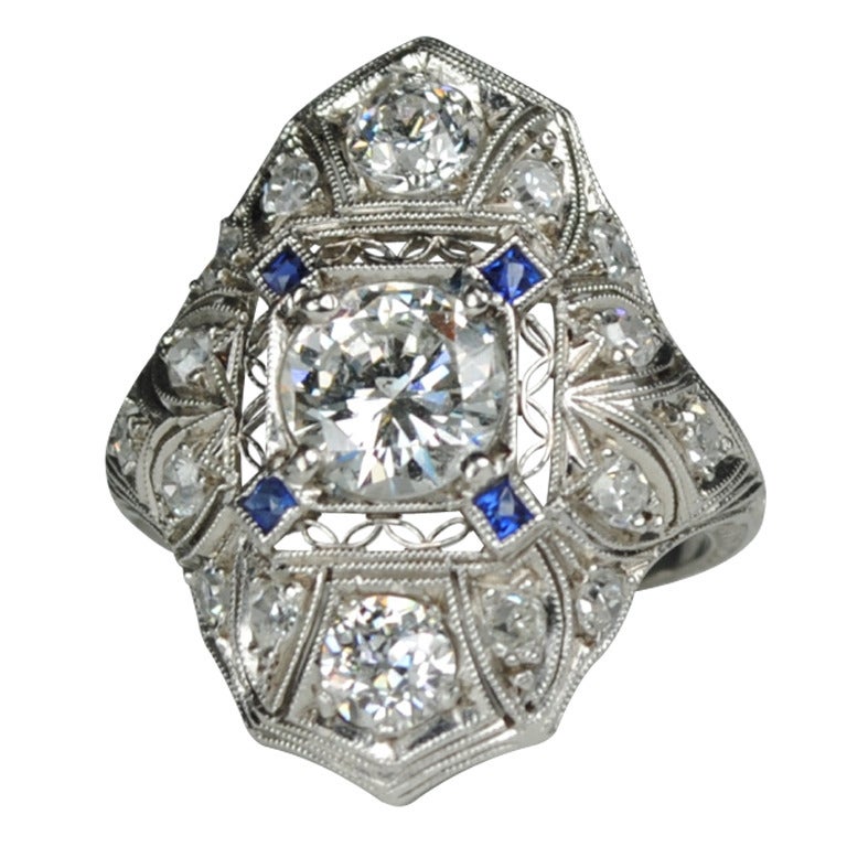 1920's Diamond ''Dinner'' Ring For Sale