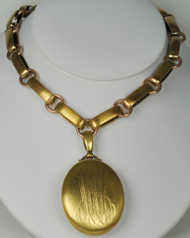 Oversized Victorian Buckle Locket and Chain